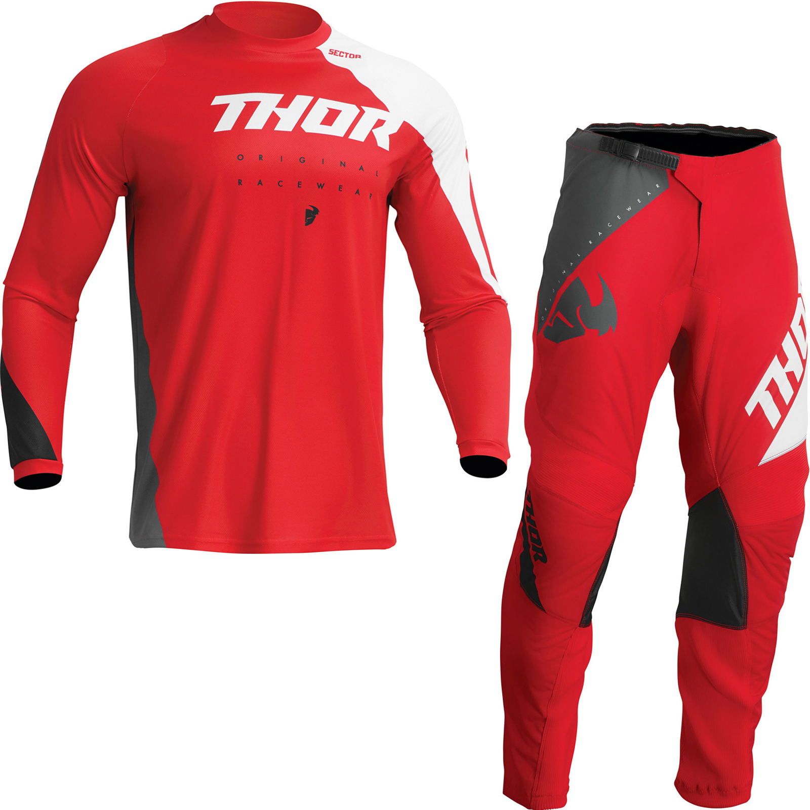 Camiseta y pantalones de motocross Thor Sector Edge 2023 rojo blanco kit  ropa de