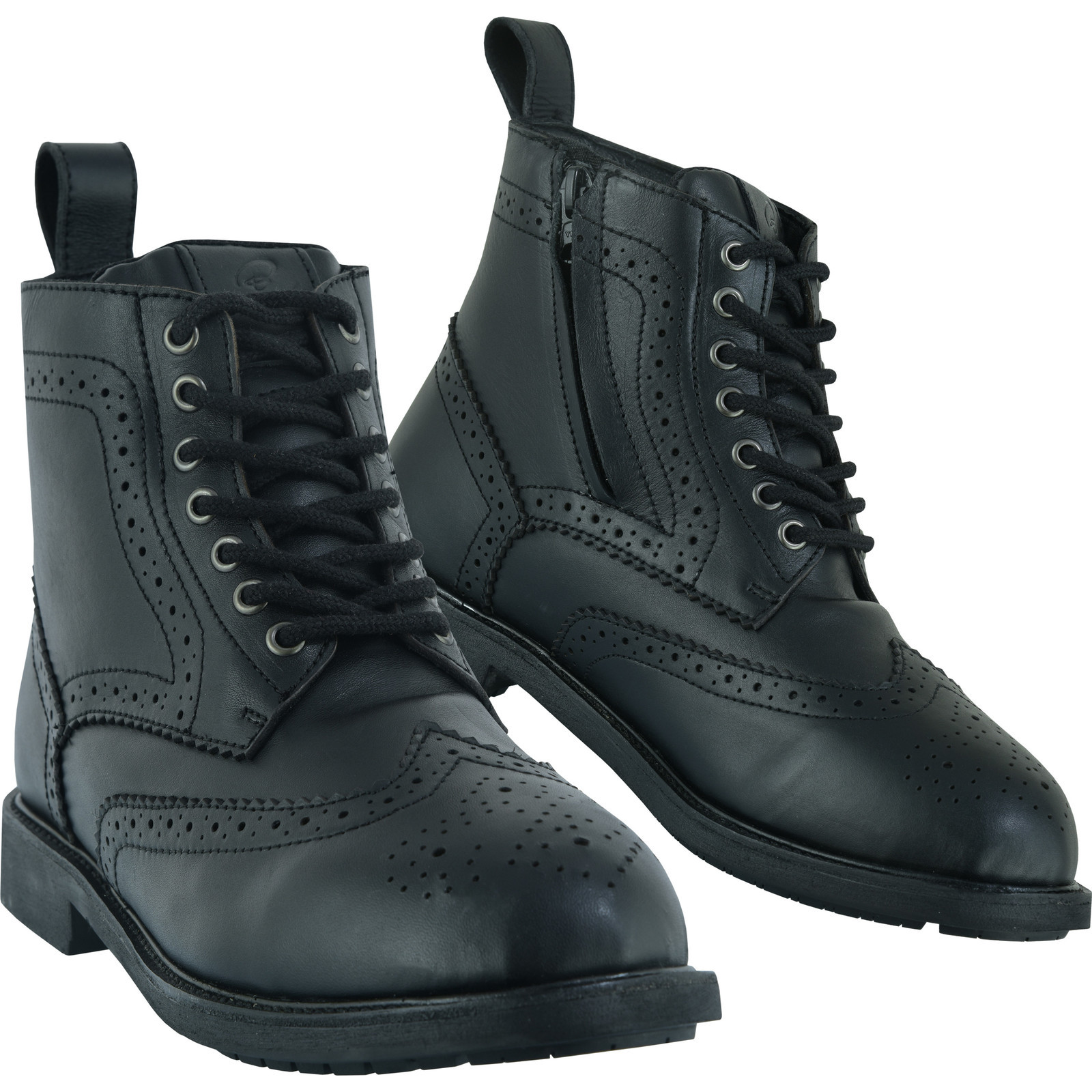 Black Officer Brogue Motorcycle Boots New Arrivals