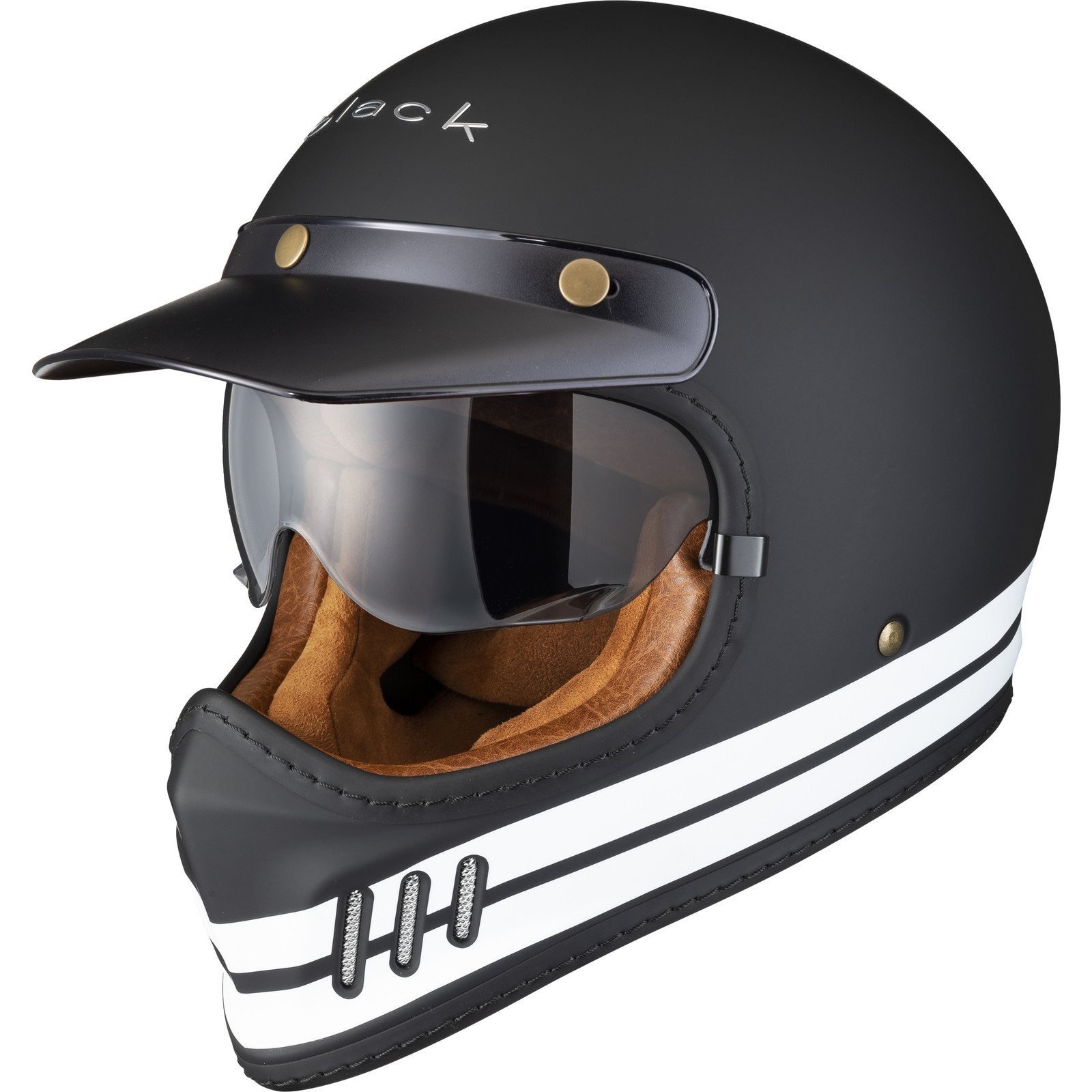 Black Royale Pureline Retro Motorcycle Helmet Full Face Helmets