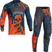 Thor Sector Gnar 2023 Youth Motocross Jersey & Pants Midnight Orange Kit