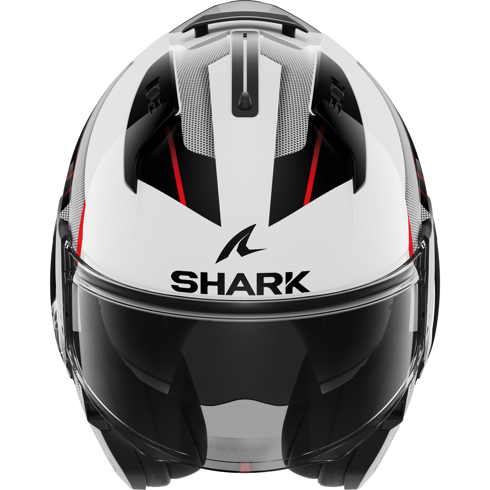 Shark Evo-ES Kryd White Black Red Flip Front Motorcycle Helmet & Visor ...