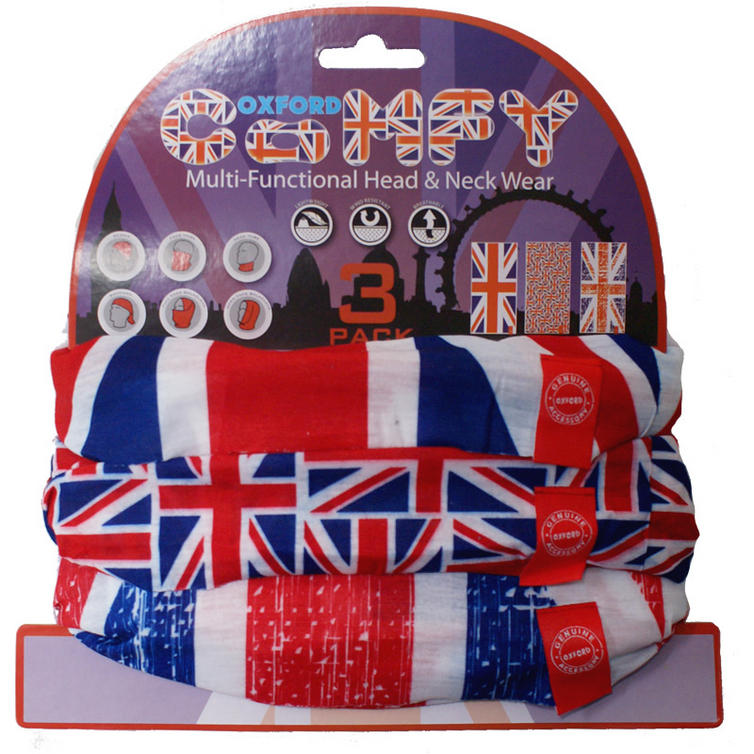 OXFORD Comfy 3-Pack Motorbike Motorcyle Neck Warmer Union Jack