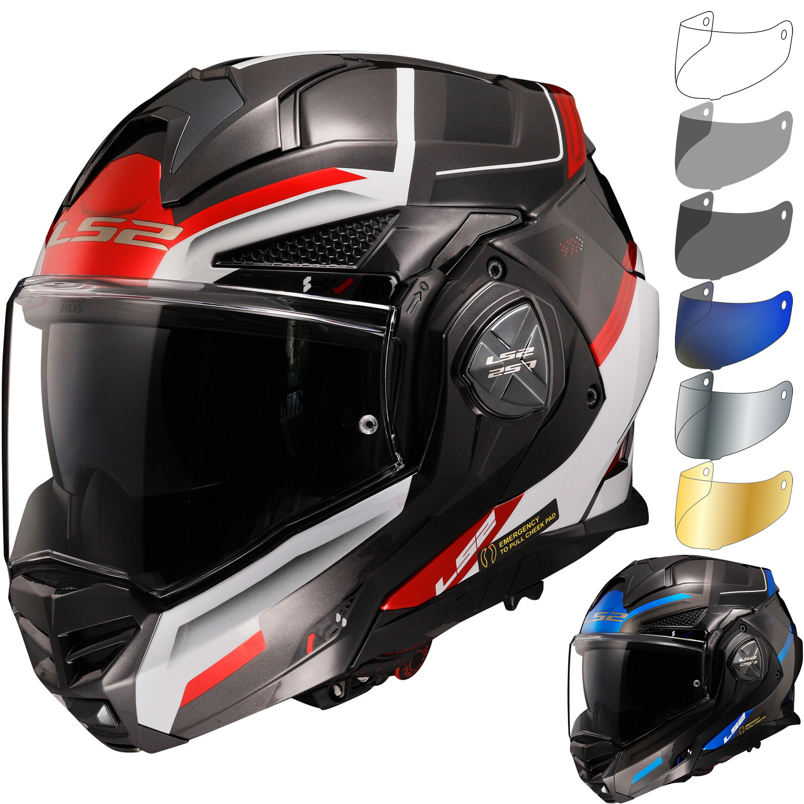 LS2 FF901 Advant X Spectrum Flip Frontal Moto Casco y Visera Bicicleta  Modular