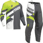 Thor Sector Checker 2024 Youth Motocross Jersey & Pants Charcoal Acid Kit