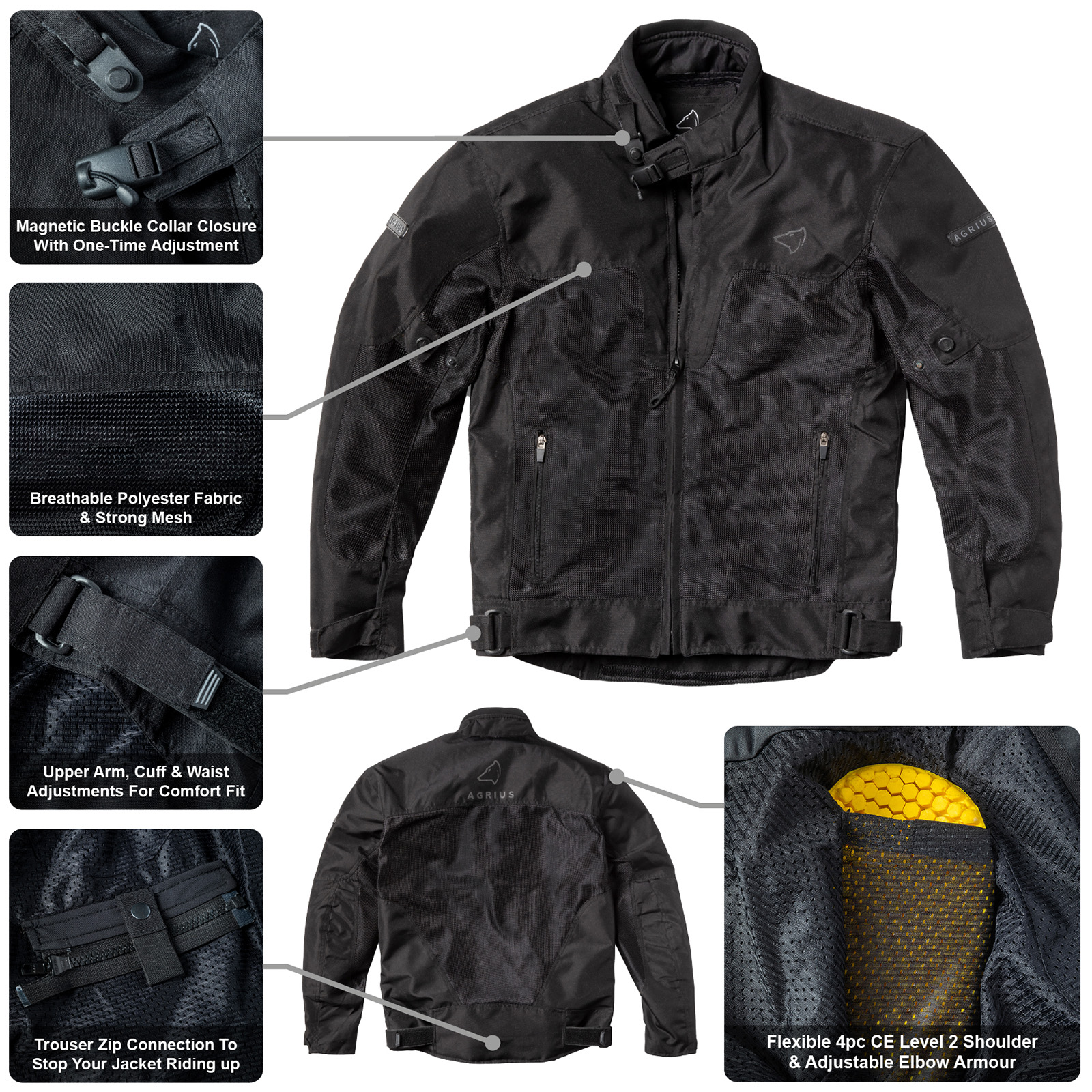 Agrius Airflow Air Textile Motorcycle Jacket Rider Garment New - Picture 26 of 48