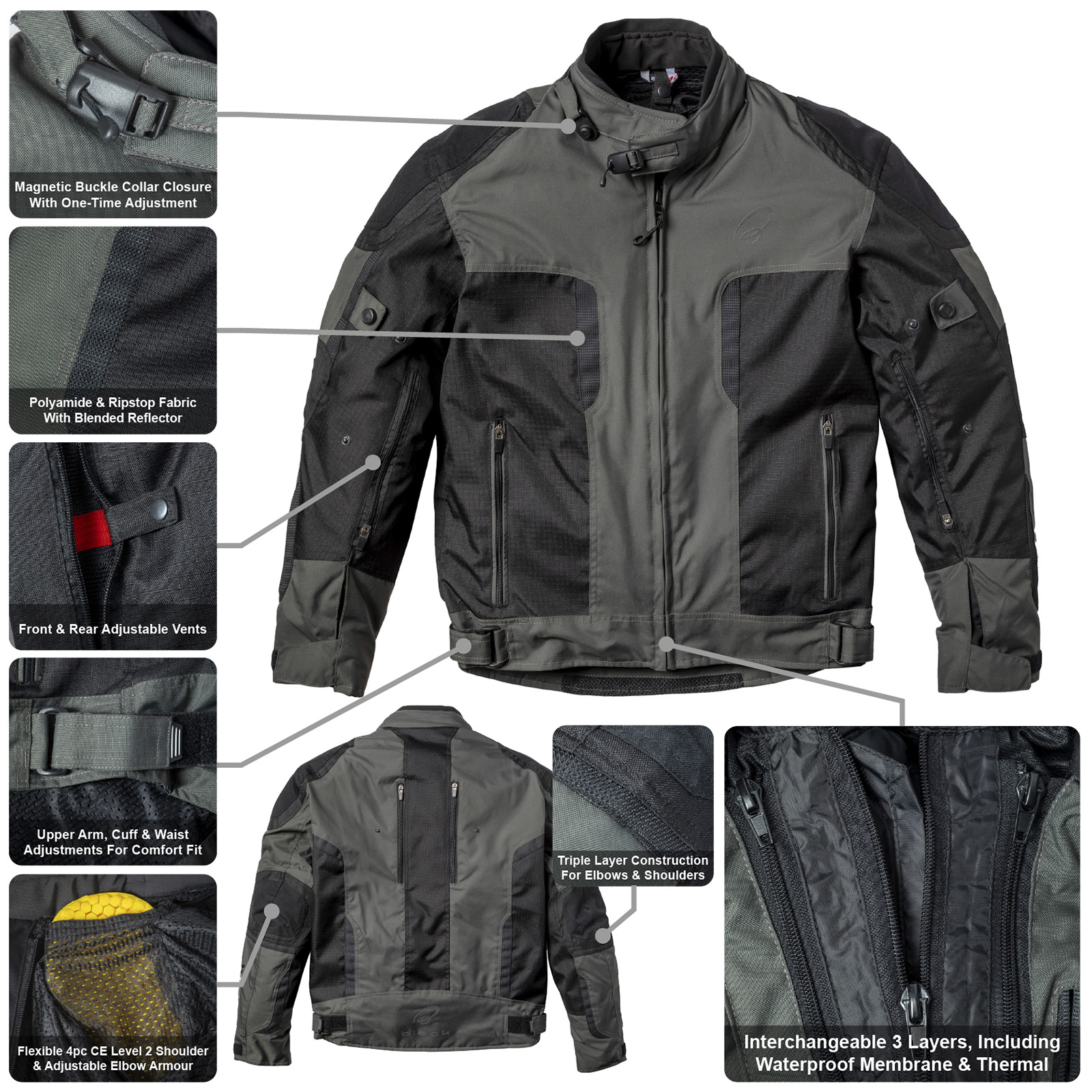 Zeal 3-Layer Waterproof Motorcycle Jacket by Black Latest CE Certified - Picture 38 of 48