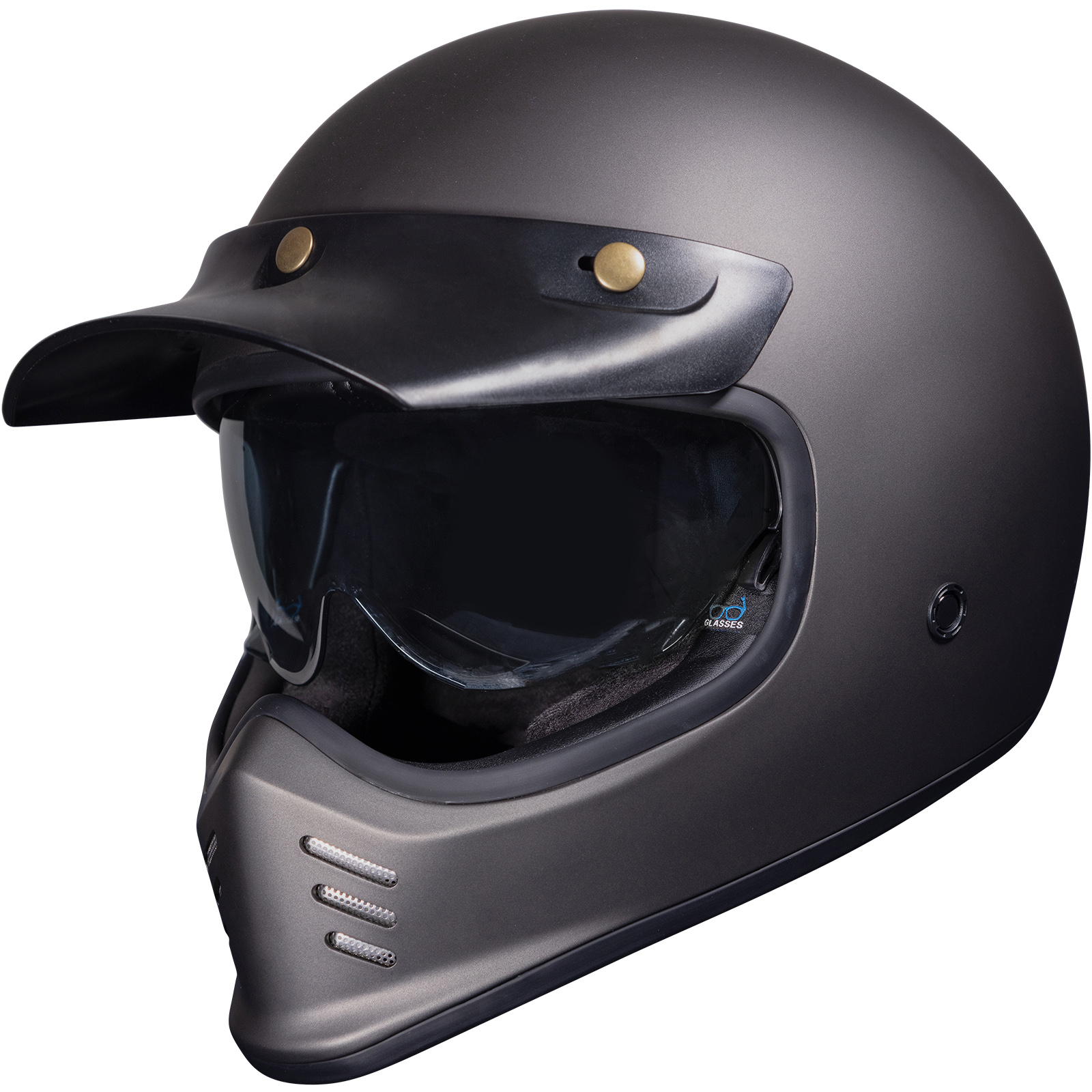Royale II Retro Motorcycle Helmet by Black With Sun Visor ECE R22.06 Approved - Picture 70 of 72