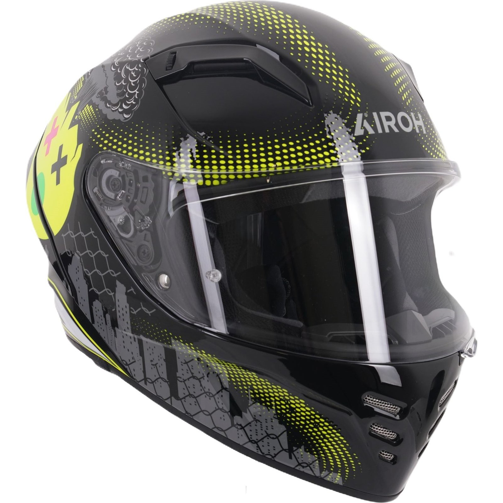 Airoh Connor Gamer Black Yellow Motorcycle Helmet Full Face Crash Lid GhostBikes - Picture 27 of 30