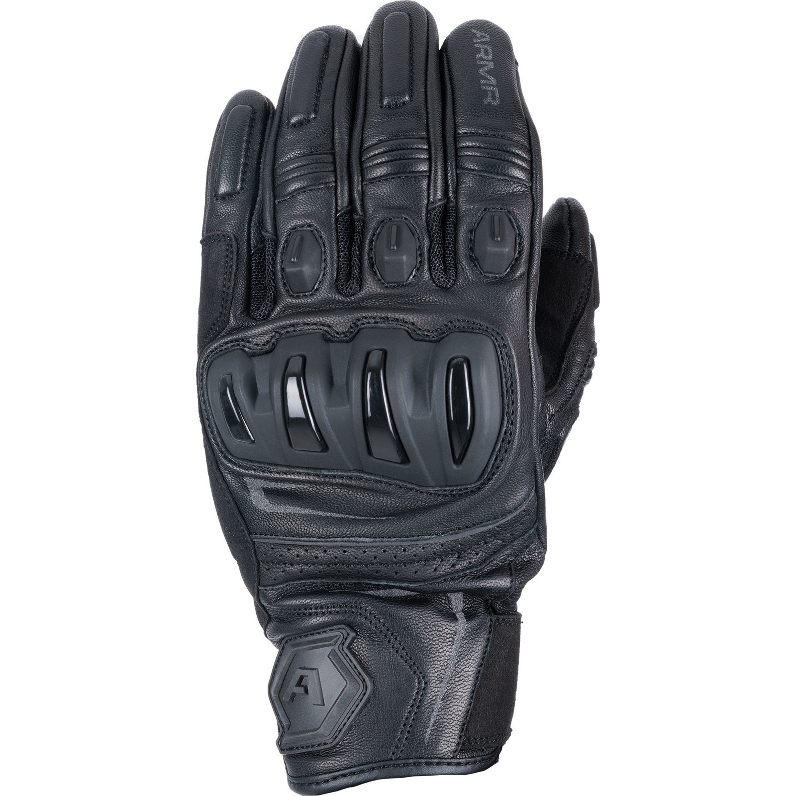 ARMR Raiden 3.0 Black Leather Motorcycle Gloves Short Street Bike Armoured Glove - Picture 9 of 10