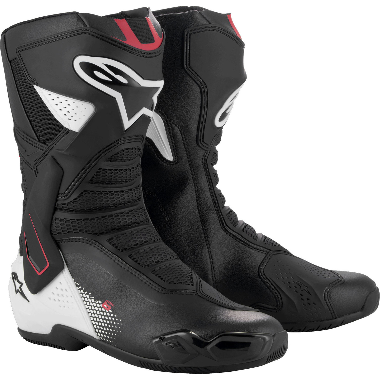 Alpinestars SMX-6 V3 Black White Red Graphic Motorcycle Boots Racing Footwear - Picture 22 of 42
