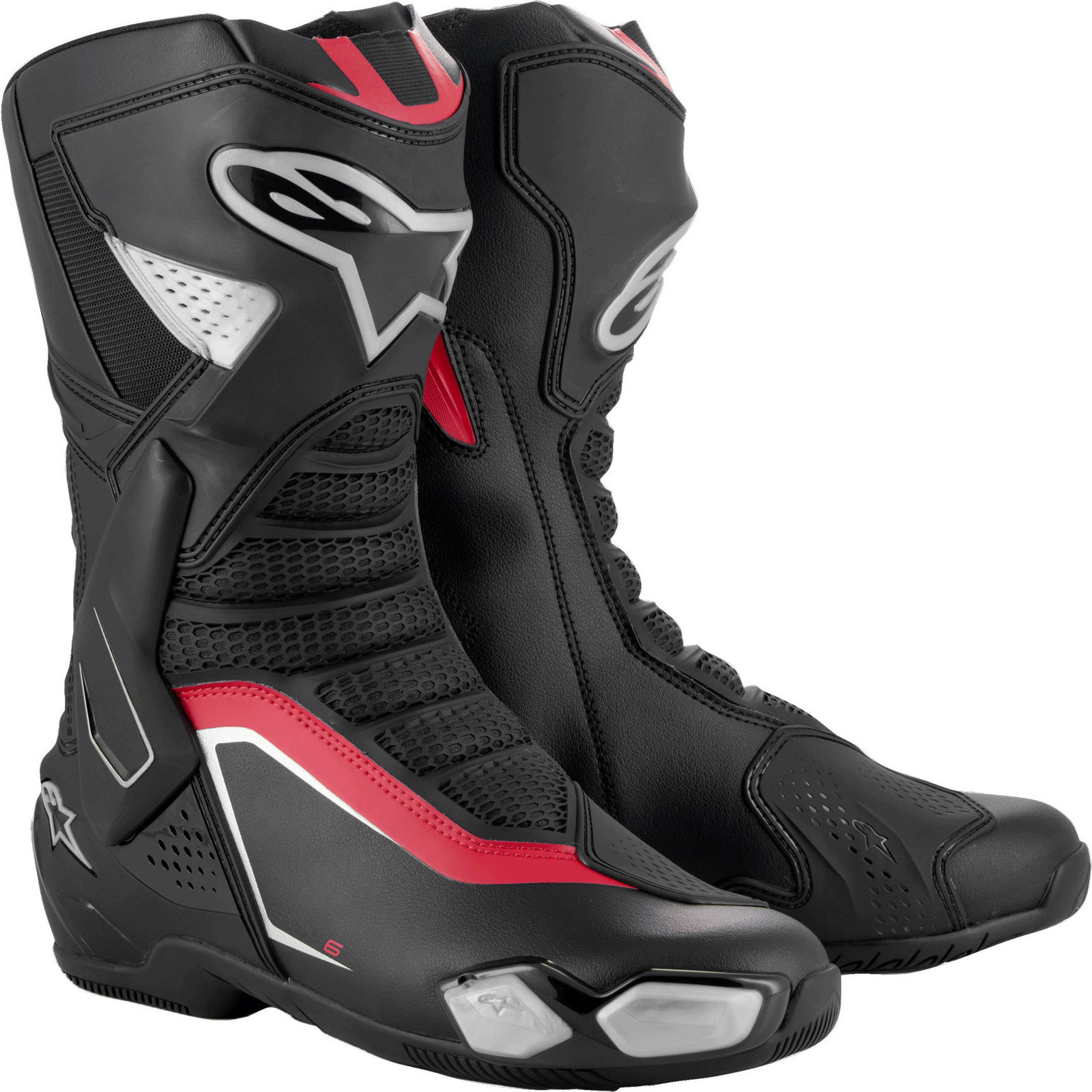 Alpinestars SMX-6 V3 Black Silver Red Motorcycle Boots Sport Race Motorbike Bike - Picture 8 of 42