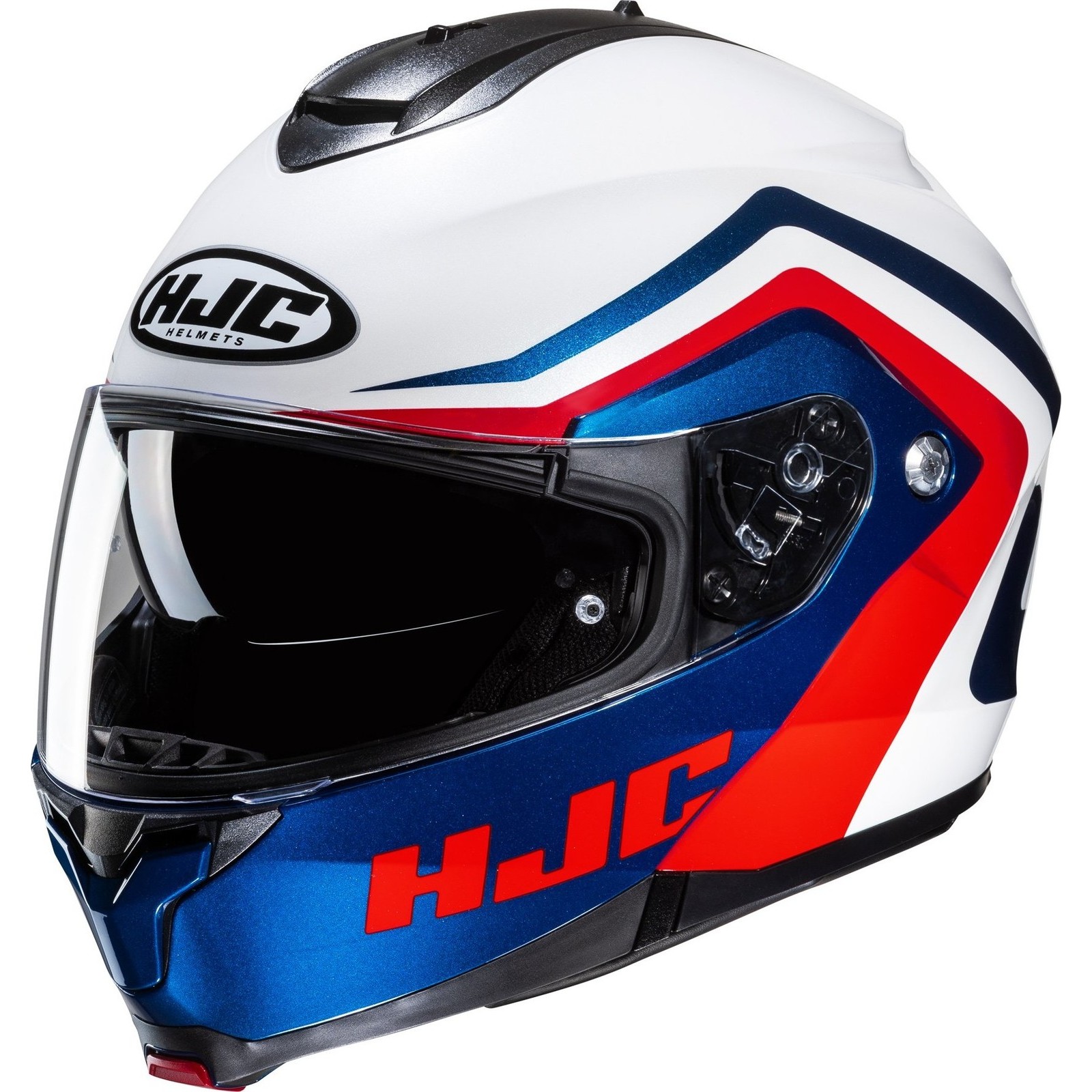 HJC C91N Nepos White Blue Red Flip Front Motorcycle Crash Helmet Flip-Up Modular - Picture 3 of 3