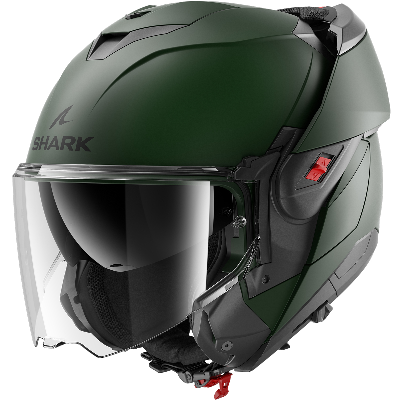 Shark Oxo Blank Matt Dark Green Flip Front Motorcycle Helmet Flip-Up System Lid