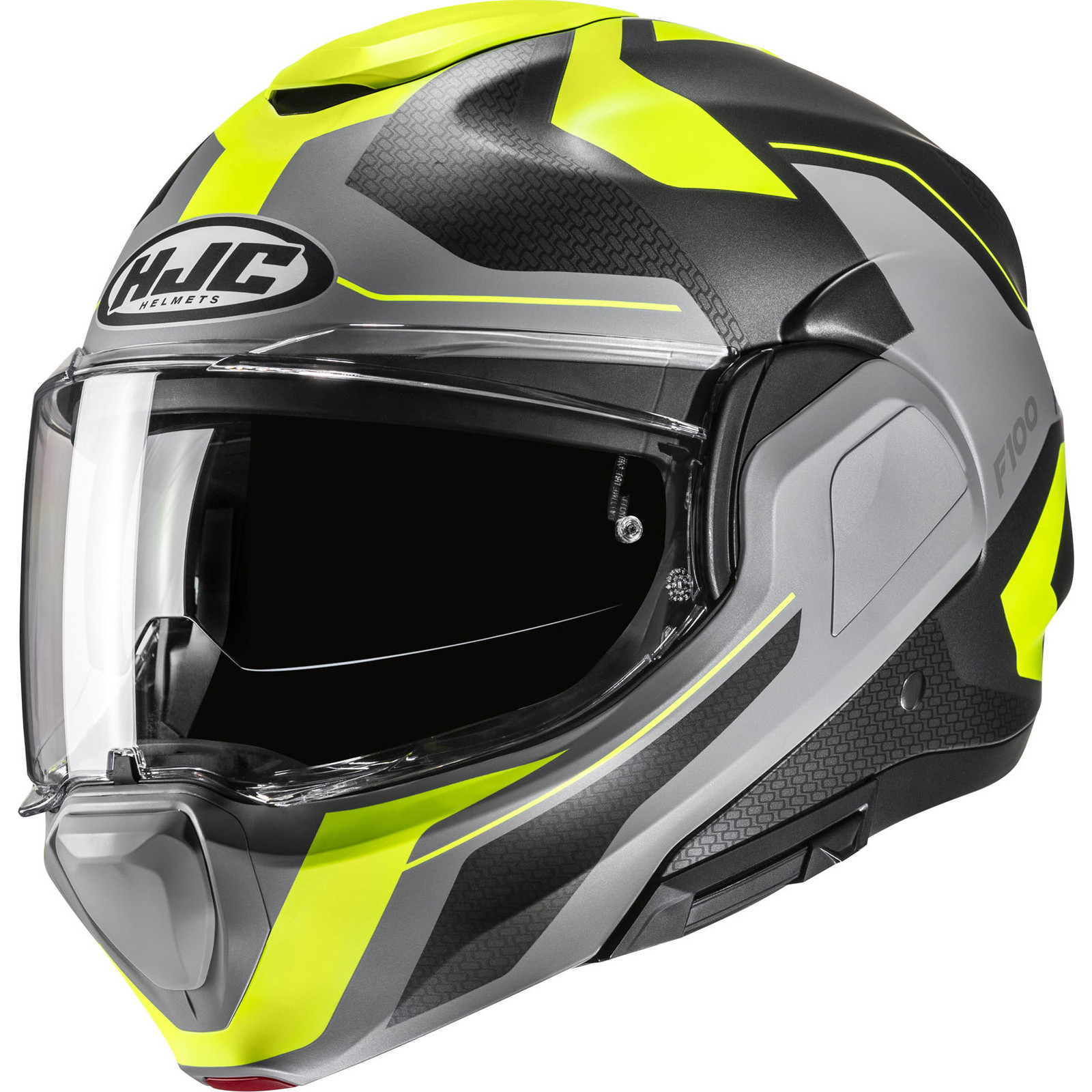 HJC F100 Bios Yellow Flip Front Motorcycle Helmet Flip-Back System Motorbike Lid - Picture 3 of 3