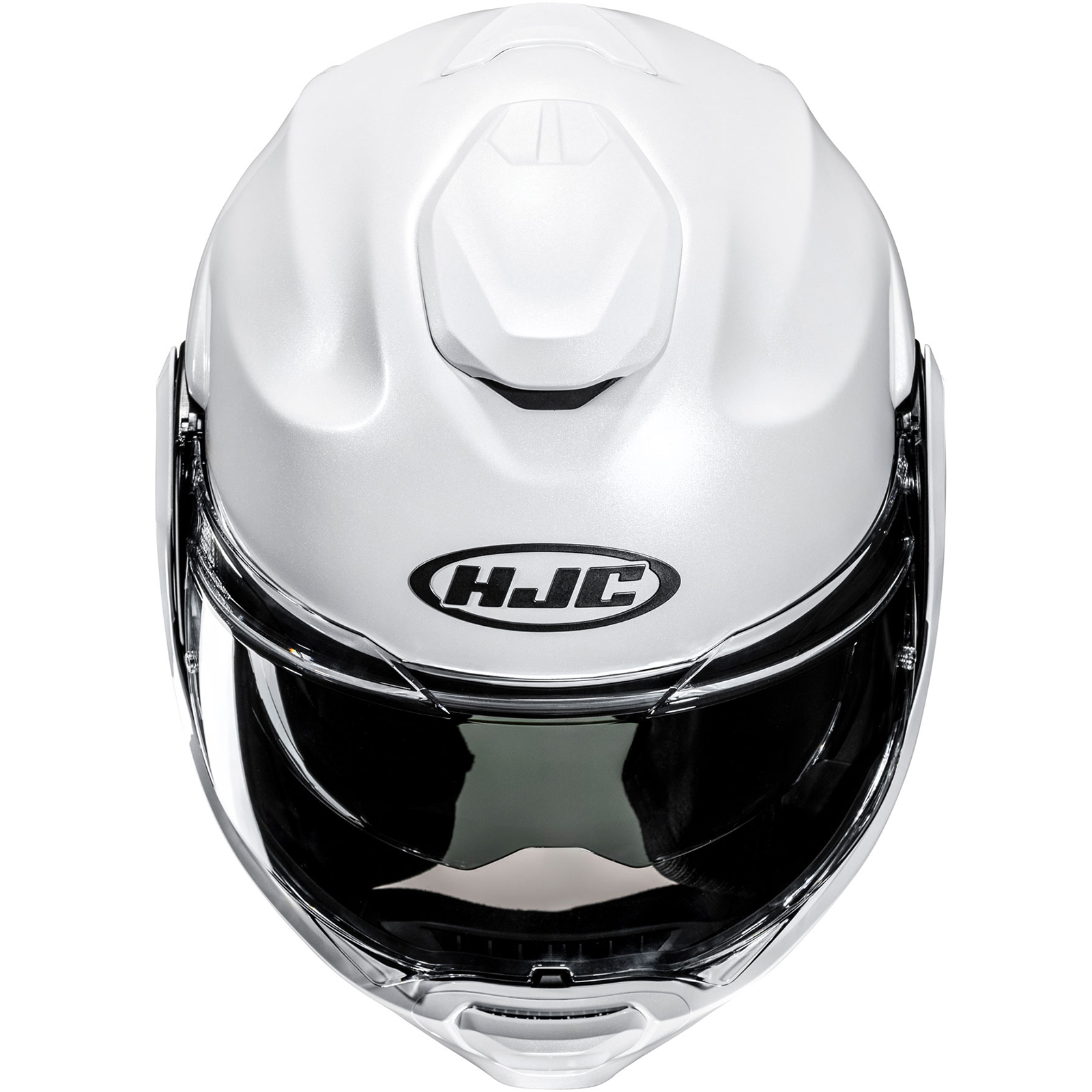 HJC F100 Plain Pearl White Flip Front Motorcycle Helmet Flip-Back Modular System - Picture 8 of 10