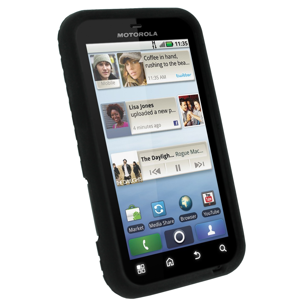 Black Silicone Tyre Skin for Motorola Defy MB525 & Defy+ Android ...