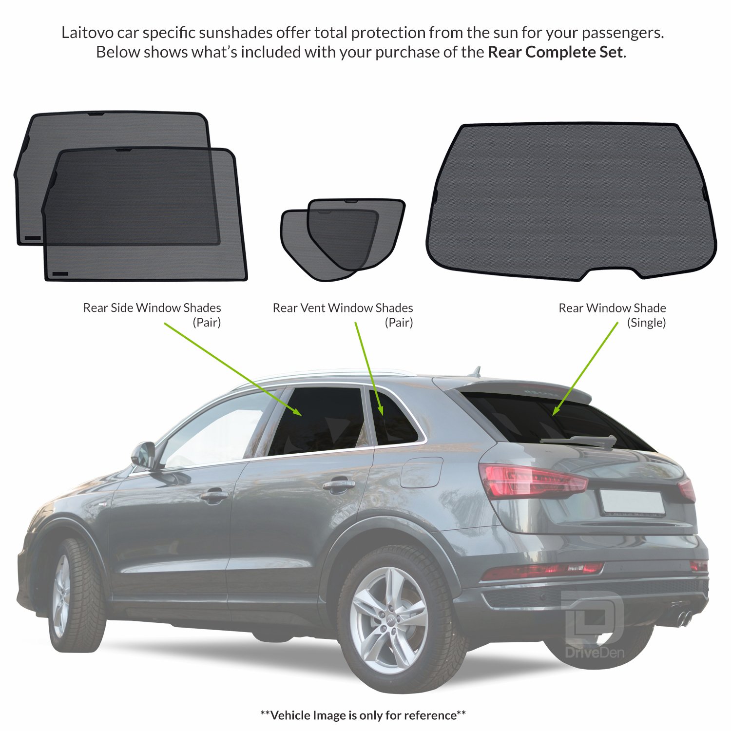 Laitovo Classic Rear Window Shade Set Audi Q5 0817 Privacy Sun UV