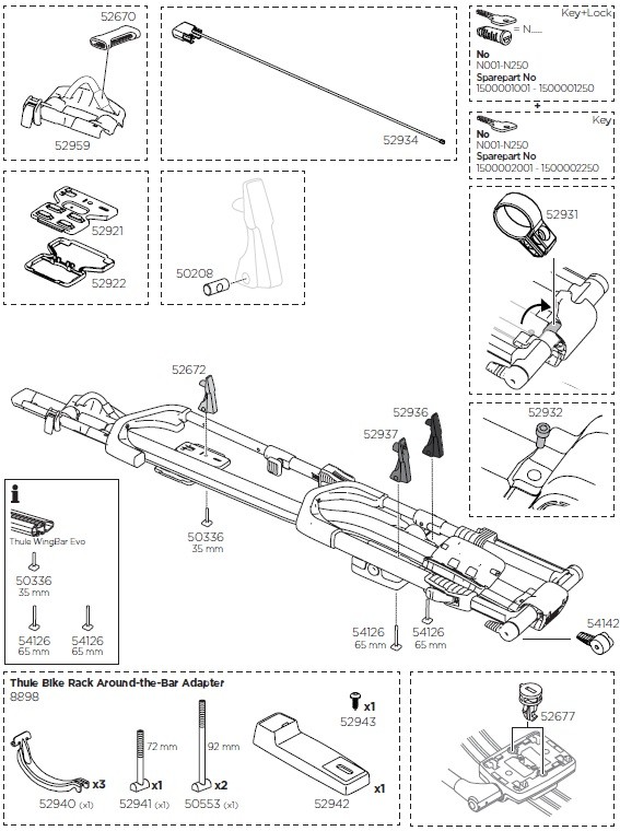 Spare Parts for Thule UpRide 599