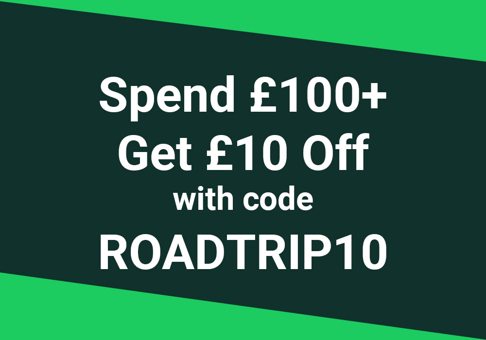 Spend £100+ Get £10 Off with code ROADTRIP10