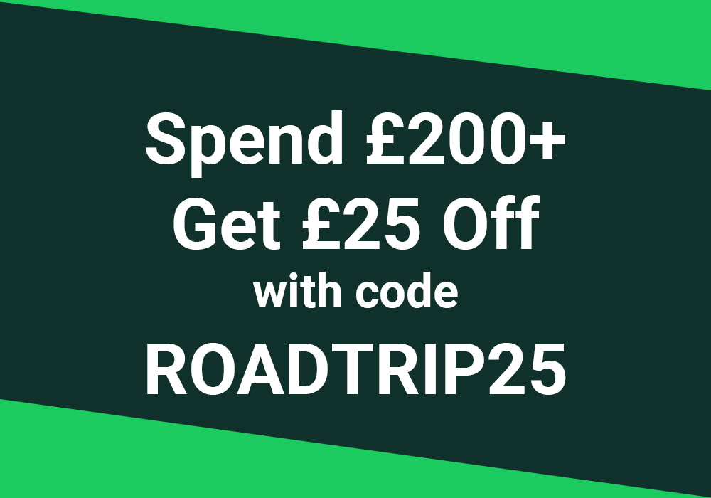 Spend £200+ Get £25 Off with code ROADTRIP20