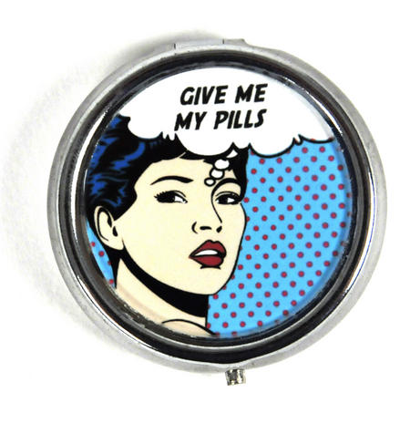 Give Me My Pills Pop Art Pill Box | Pink Cat Shop