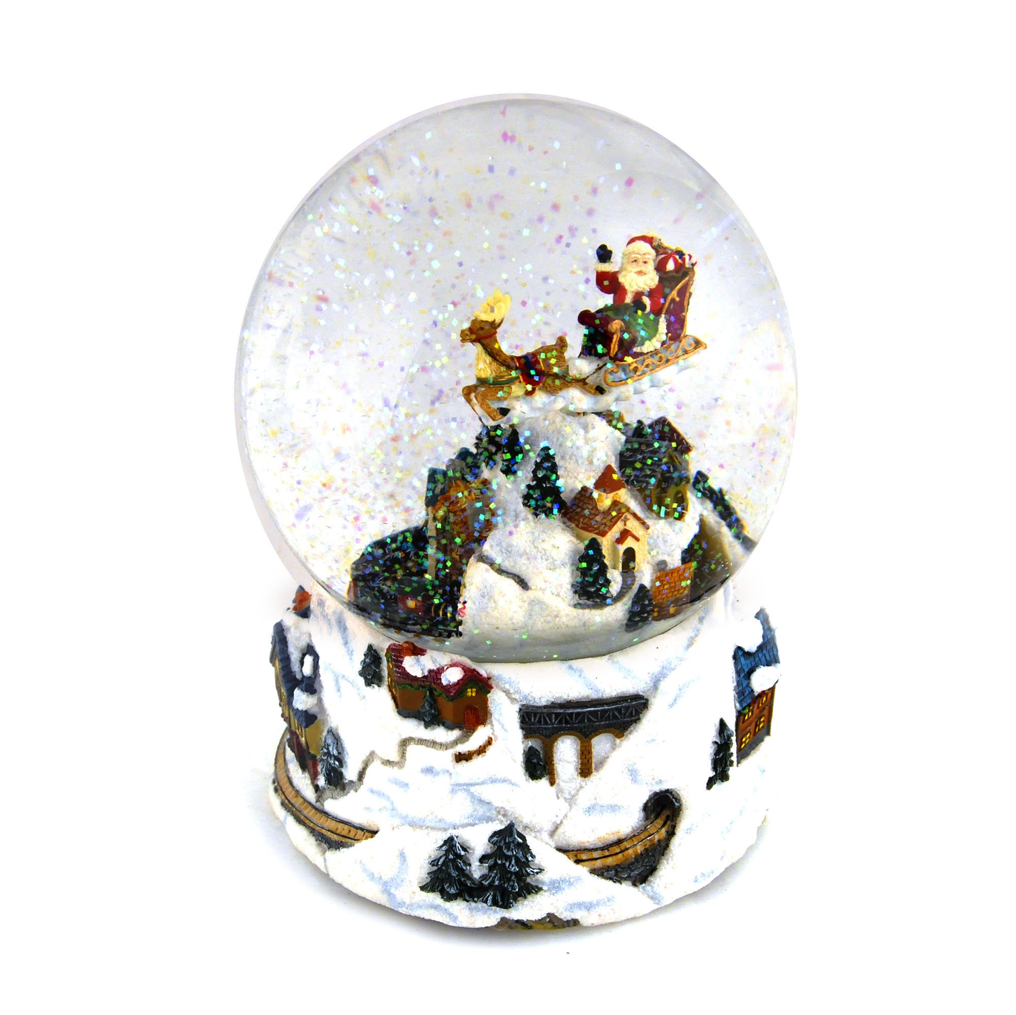 Musical Christmas Snowstorm Globe with Flying Santa & Train - plays ...