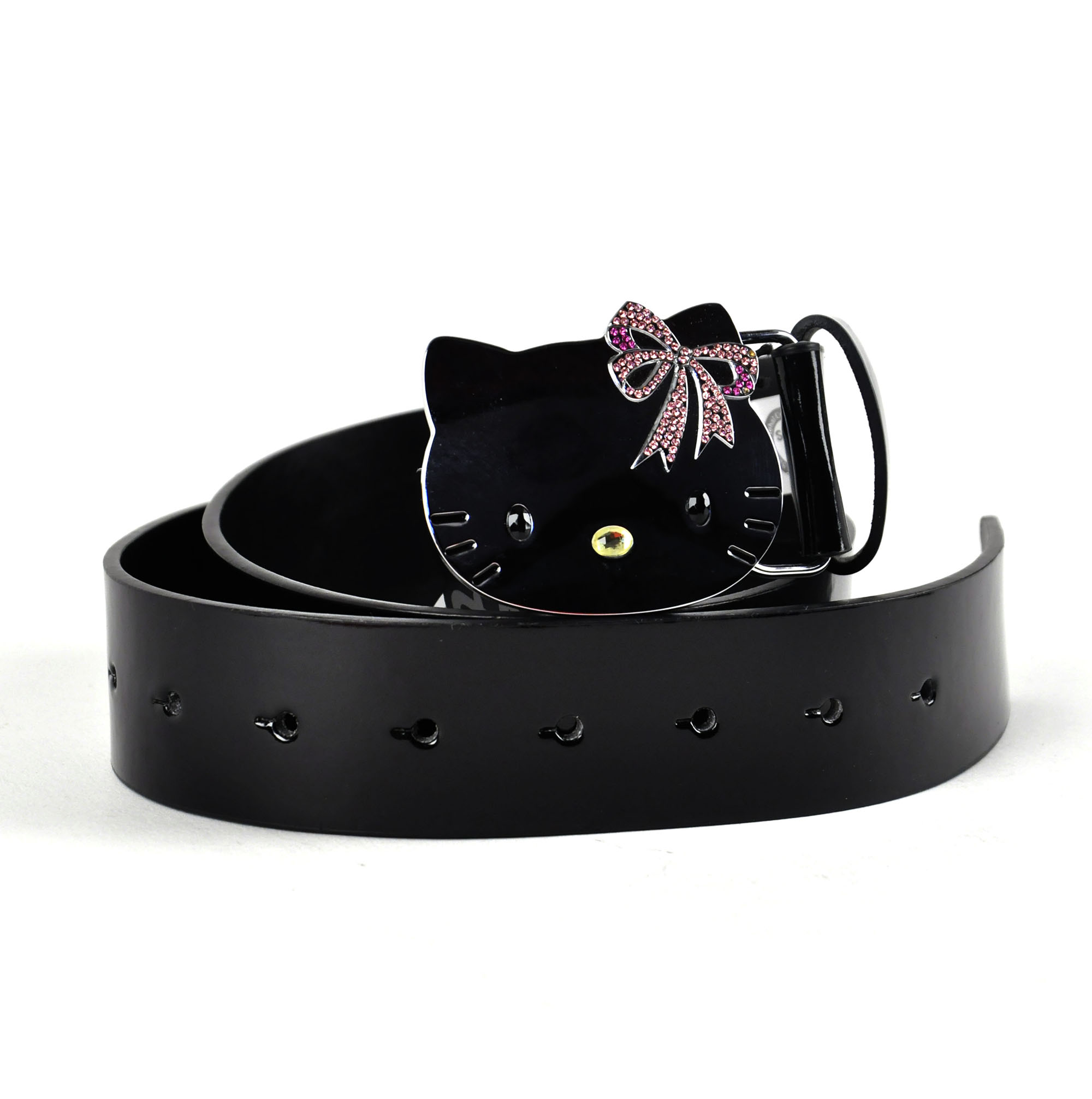 Hello Kitty Stones Patent Leather Belt with High Polish Chrome Buckle ...