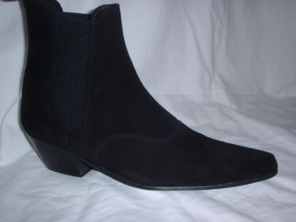 black suede cuban heel boots