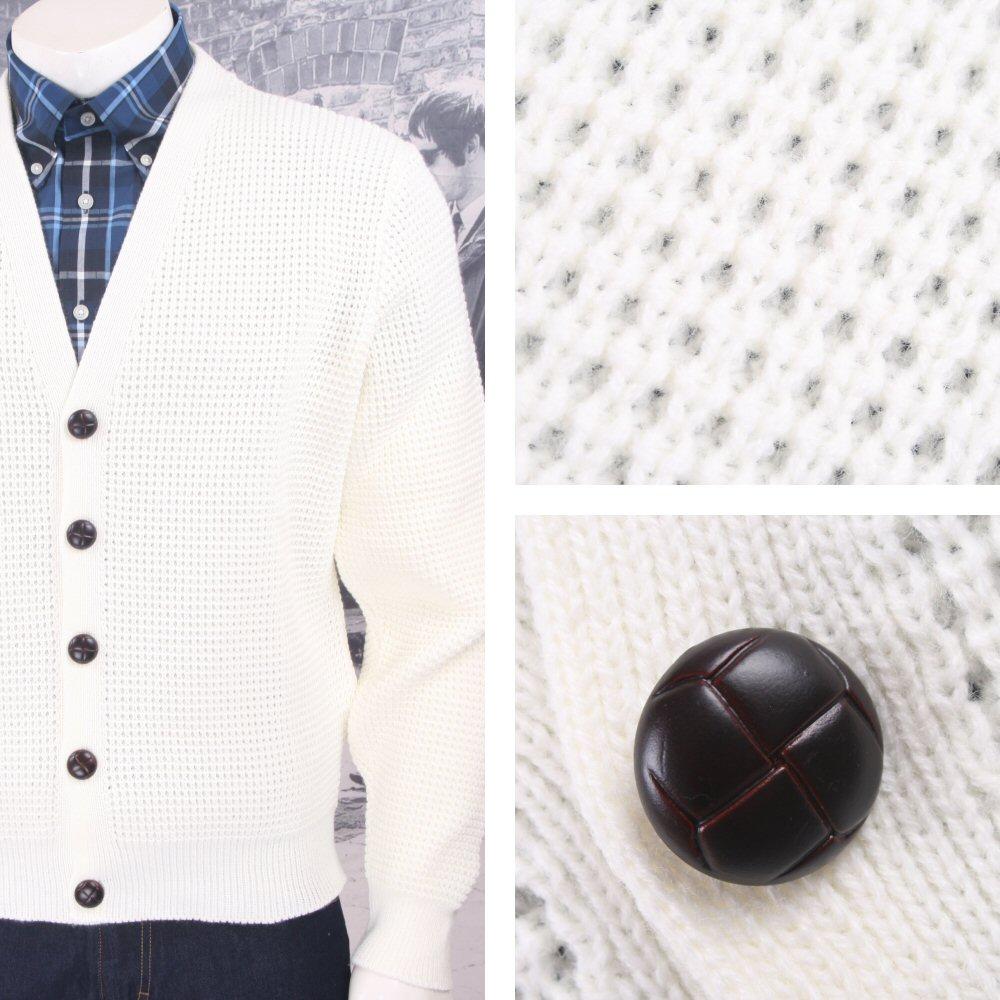 white waffle cardigan