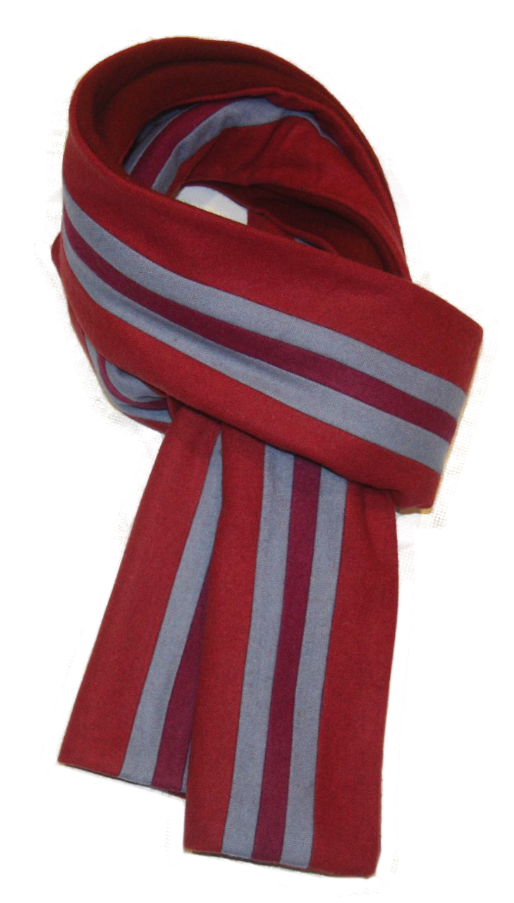 maroon and blue scarf