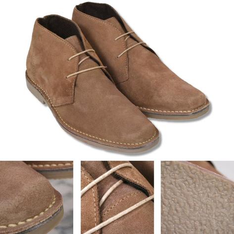 Roamers Mod Suede 2 Hole Rubber Sole Lace Up Desert Boots Thumbnail 3