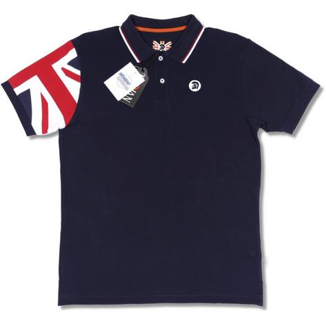 Trojan Records Blue Union Flag Sleeve Pique Polo Shirt