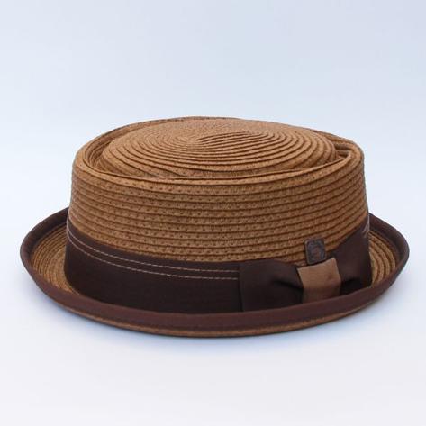 Dasmarca Retro Rude Boy Rico Straw Trilby / Pork Pie Hat Brown