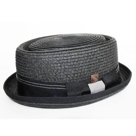 Dasmarca Retro Rude Boy Rico Straw Trilby / Pork Pie Hat Black