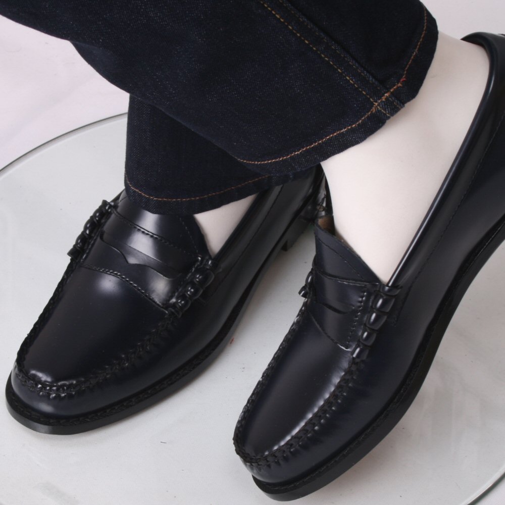 Bass Weejuns Classic Ivy League Leather Penny Loafer Shoe Navy ...