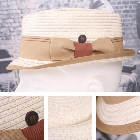 Dasmarca Retro Rude Boy Rico Straw Trilby / Pork Pie Hat Ivory Thumbnail 2