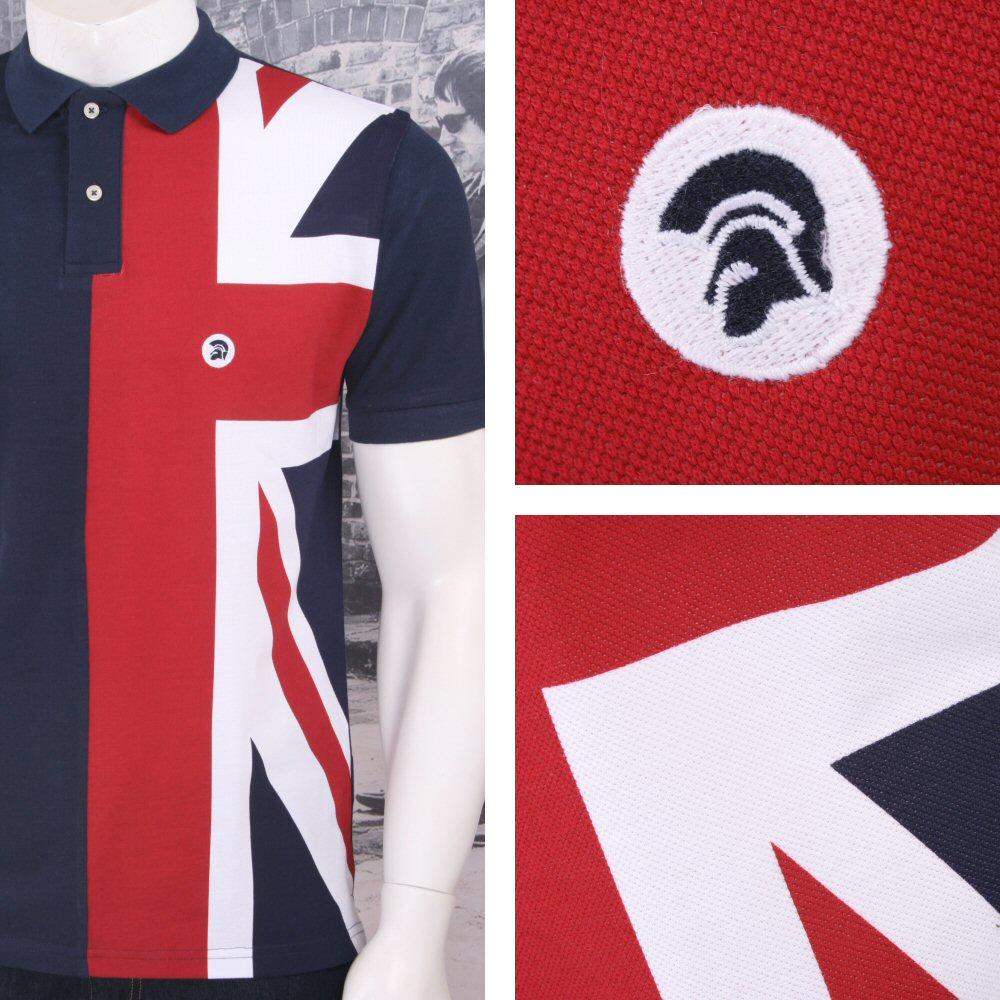 Trojan Records Blue Union Flag Sleeve Pique Polo Shirt