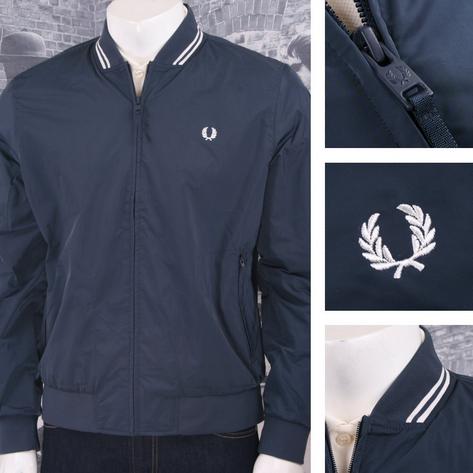 Fred Perry Mod 60's Tipped Showerproof Bomber Monkey Jacket Navy Thumbnail 1