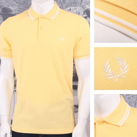 Fred Perry Mod 60's Laurel Wreath Pique Knit Tipped Polo Shirt Lemon