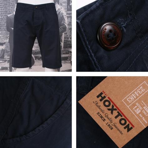 Hoxton London Classic Chino Style Shorts Navy Blue and Stone  Thumbnail 3