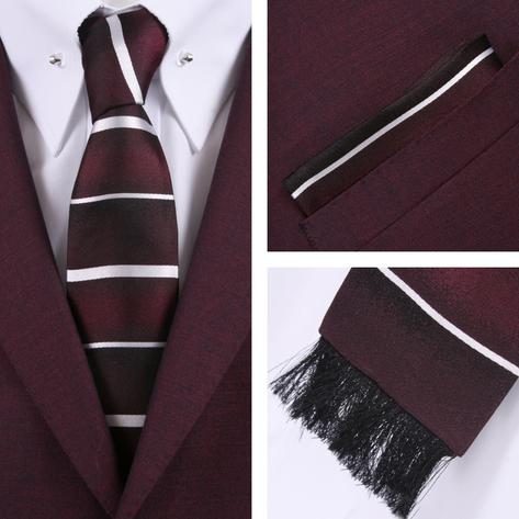 Knightsbridge Retro Square End Stripe Tie and Pocket Square Set Wine