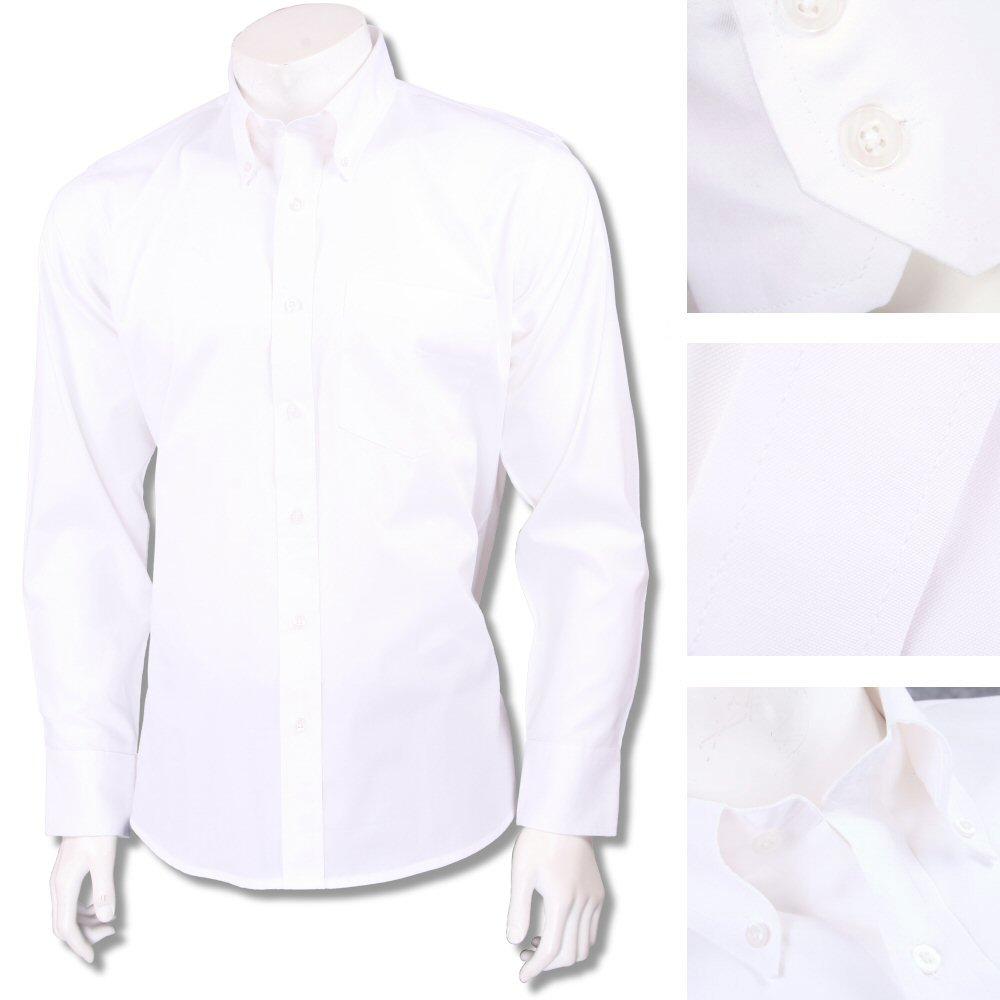 Relco Smart Mod Button Down L/S Cotton Oxford Shirt White