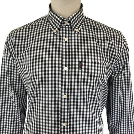 Trojan Records Long Sleeve Gingham Shirt Black Thumbnail 1