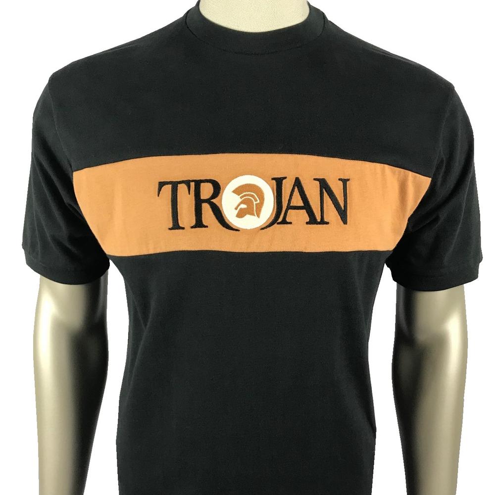 Trojan Records Embroidered Panel T-Shirt Black