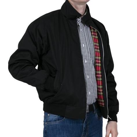 Relco Classic Red Tartan Lined Harrington Black Thumbnail 2