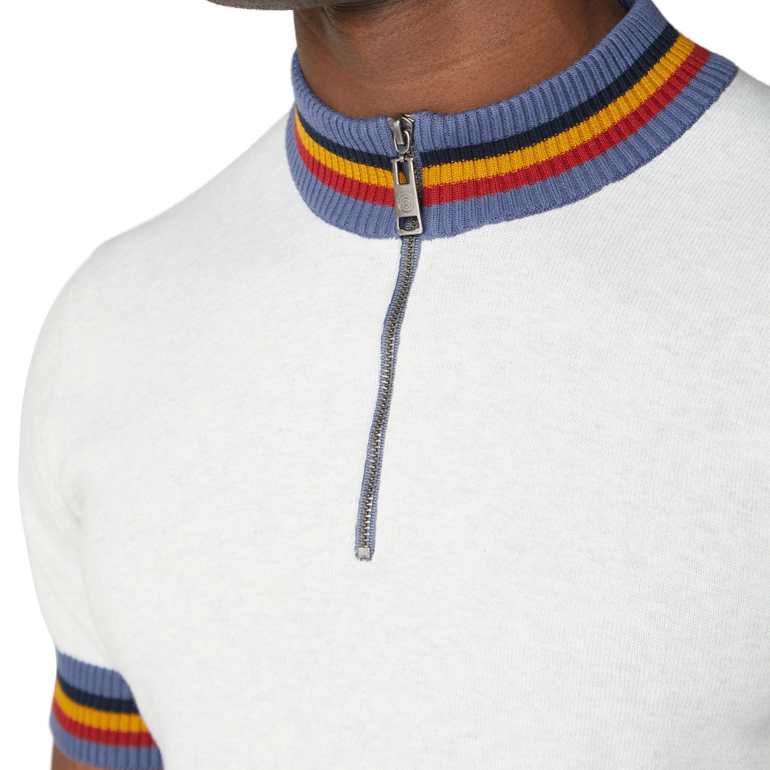 Ben Sherman Zip Neck Knit Cycling Top White Adaptor Clothing