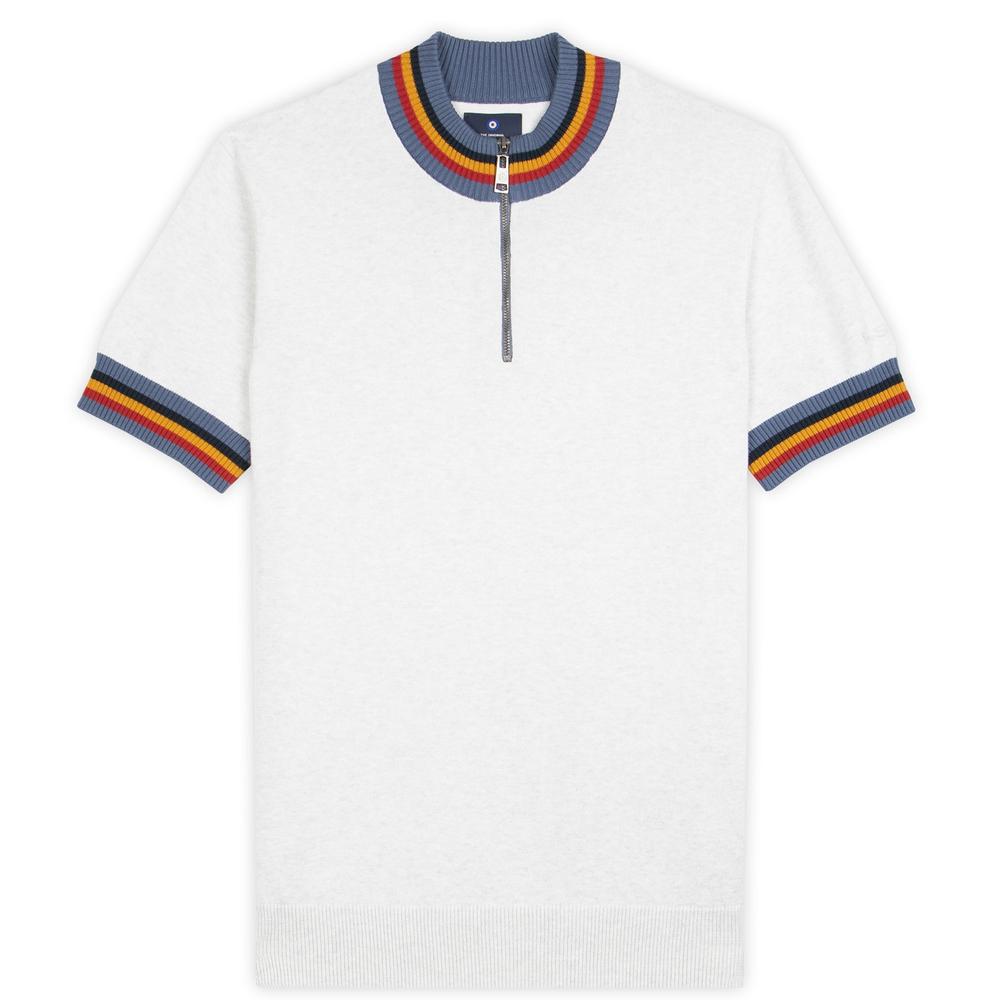 Ben Sherman Zip Neck Knit Cycling Top White Adaptor Clothing