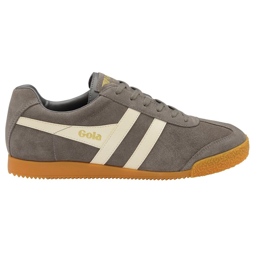 /Gola Harrier Classic Twin Stripe Suede Mens Trainer Ash / Ecru ...