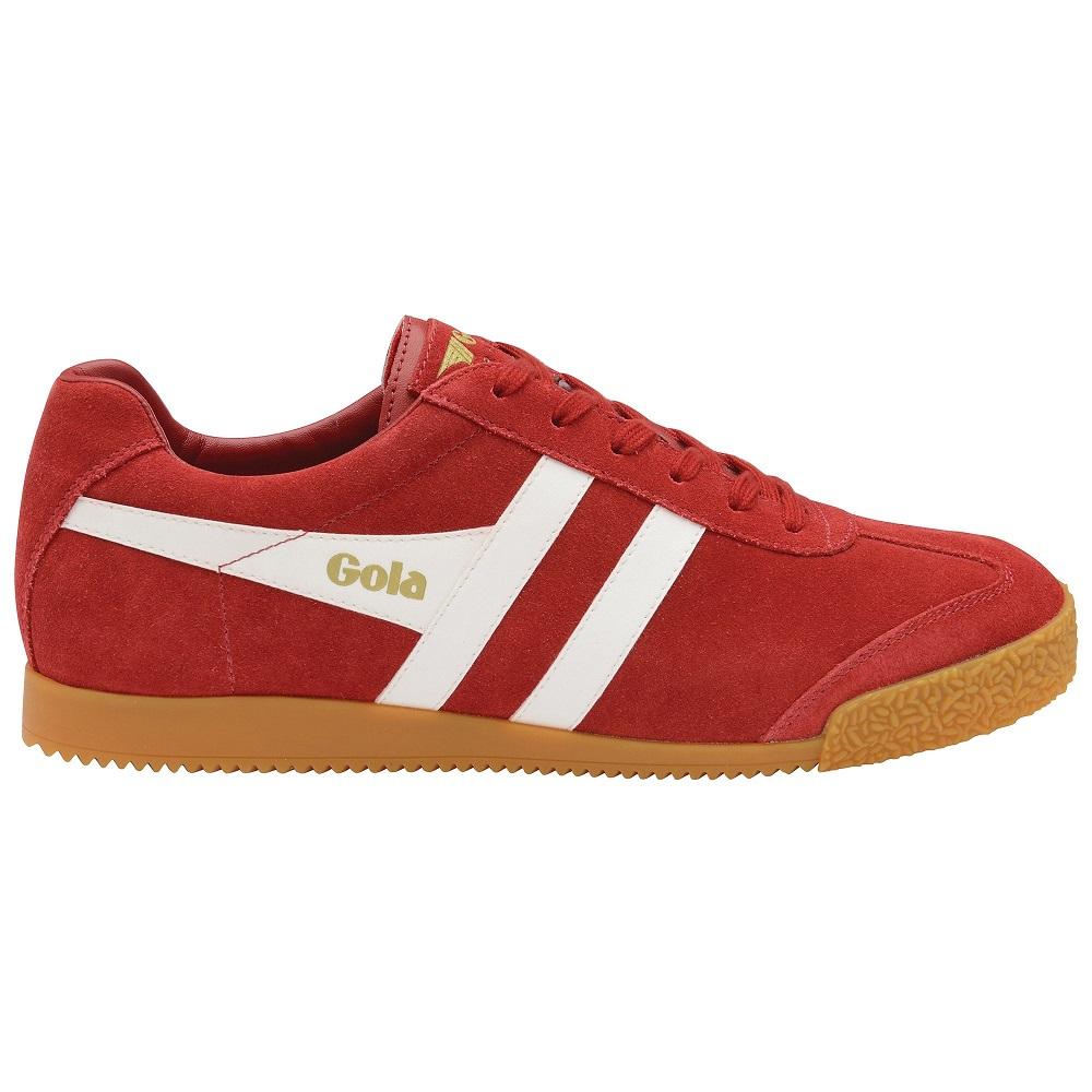 Gola Harrier Classic Twin Stripe Suede Mens Trainer Deep Red / White