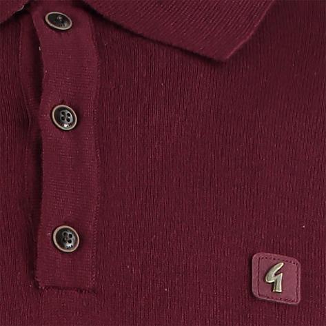 Gabicci Vintage 3 Button Plain Knit Long Sleeve Polo Port Wine Thumbnail 2